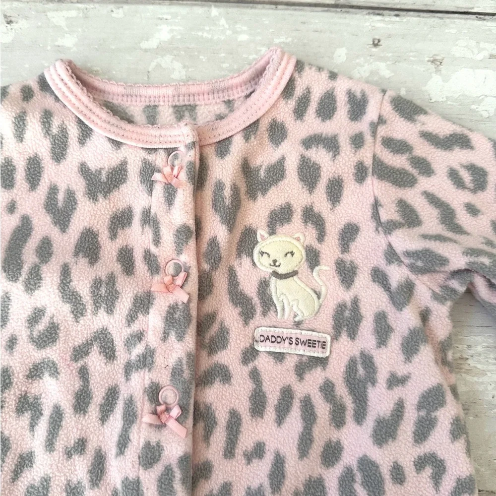 Carters 6m Baby Girl Fleece One Piece Sleeper Footie Pajamas Pink Animal Print